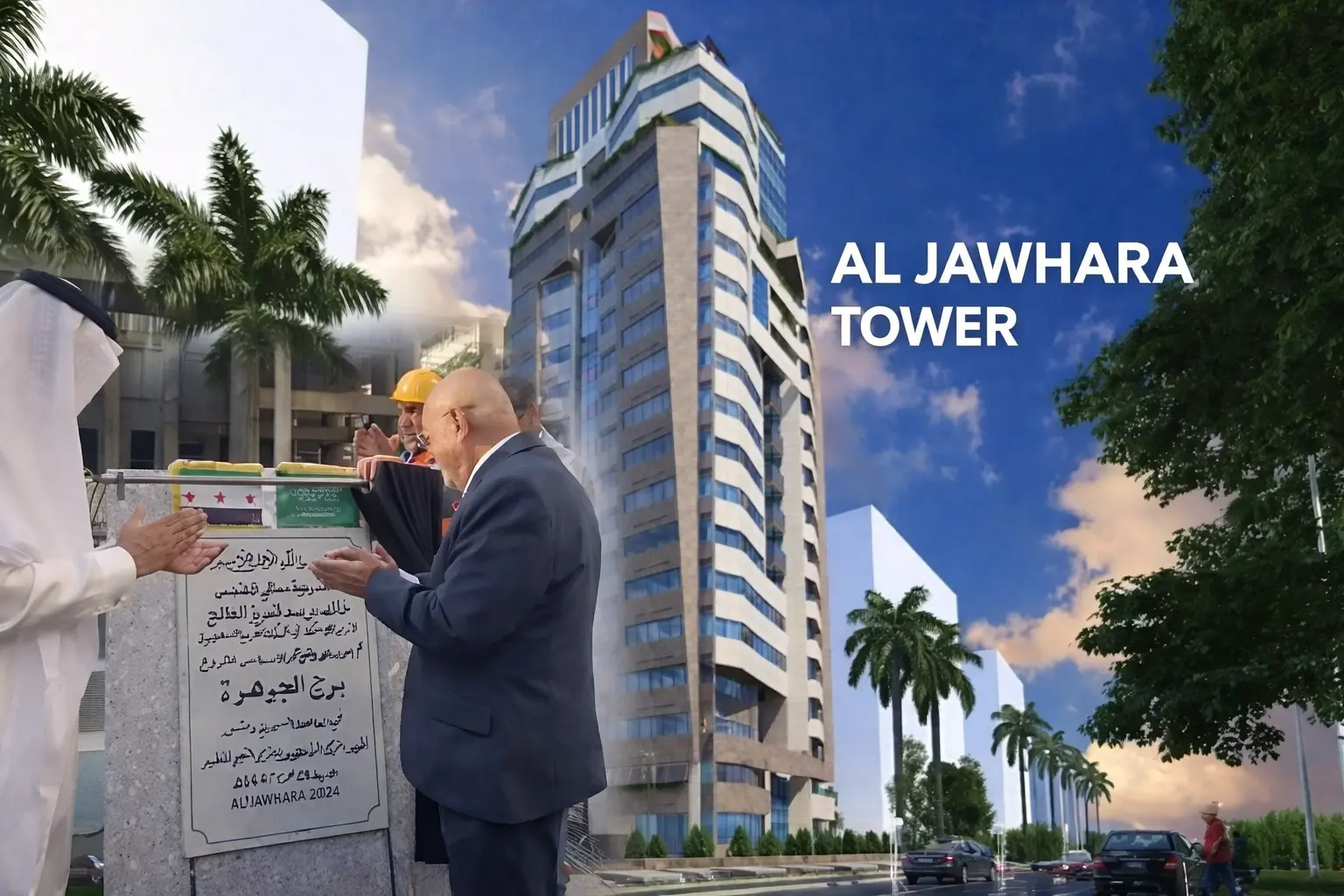 Construction activity in Damascus or infrastructure project, showing active rebuilding work.