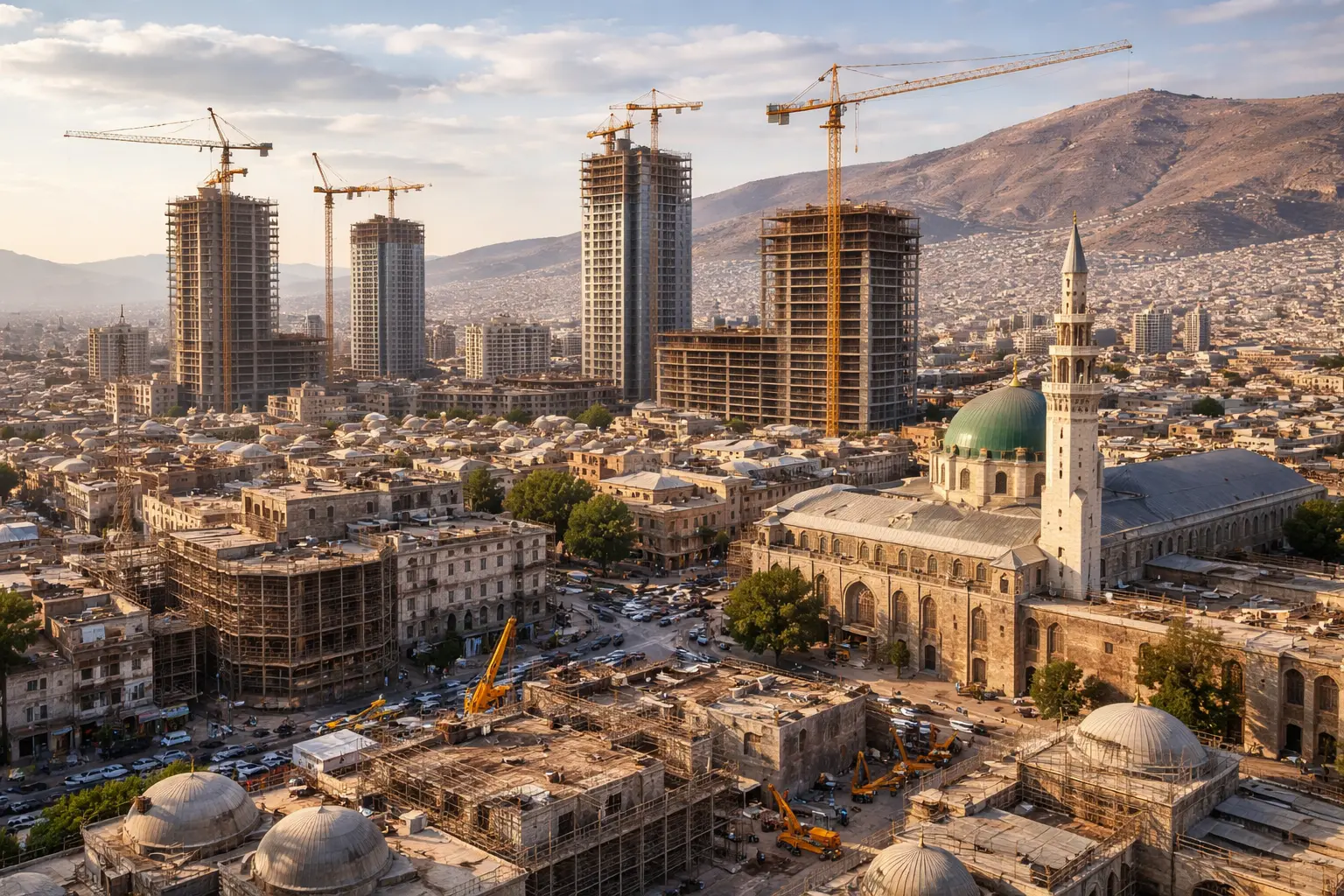 Damascus cityscape with residential buildings